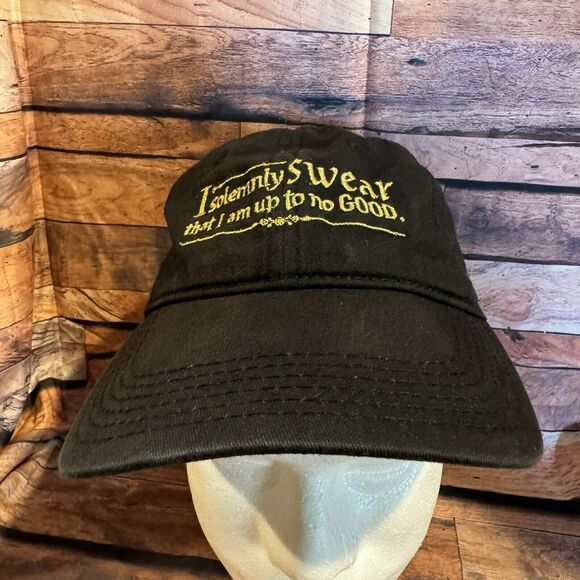 Harry Potter "I Solemnly Swear" Black Adjustable Baseball Cap Hat Marauder Fan - Picture 1 of 8